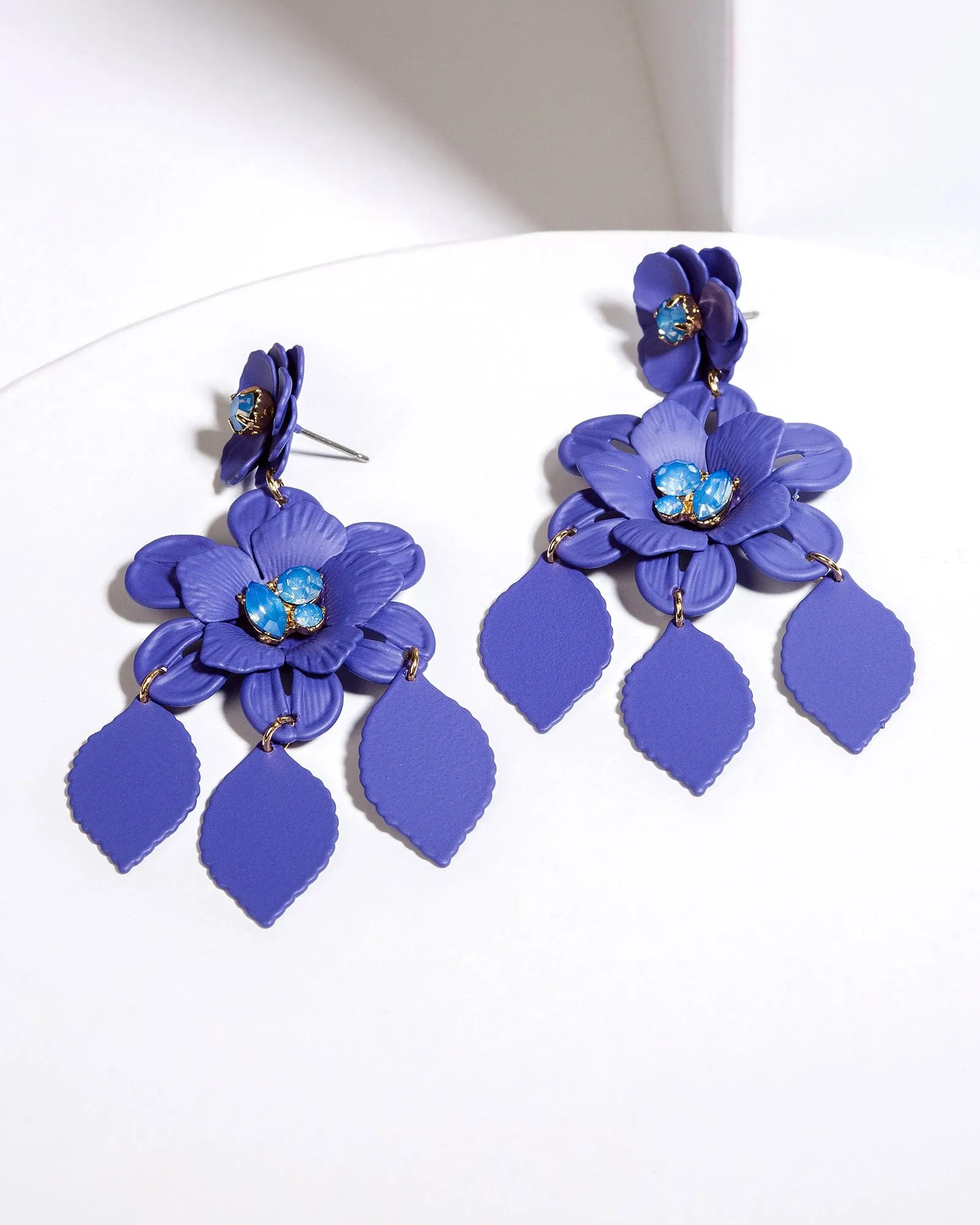 Blue Flower Tassle Stud Earrings sold by Collete Hayman
