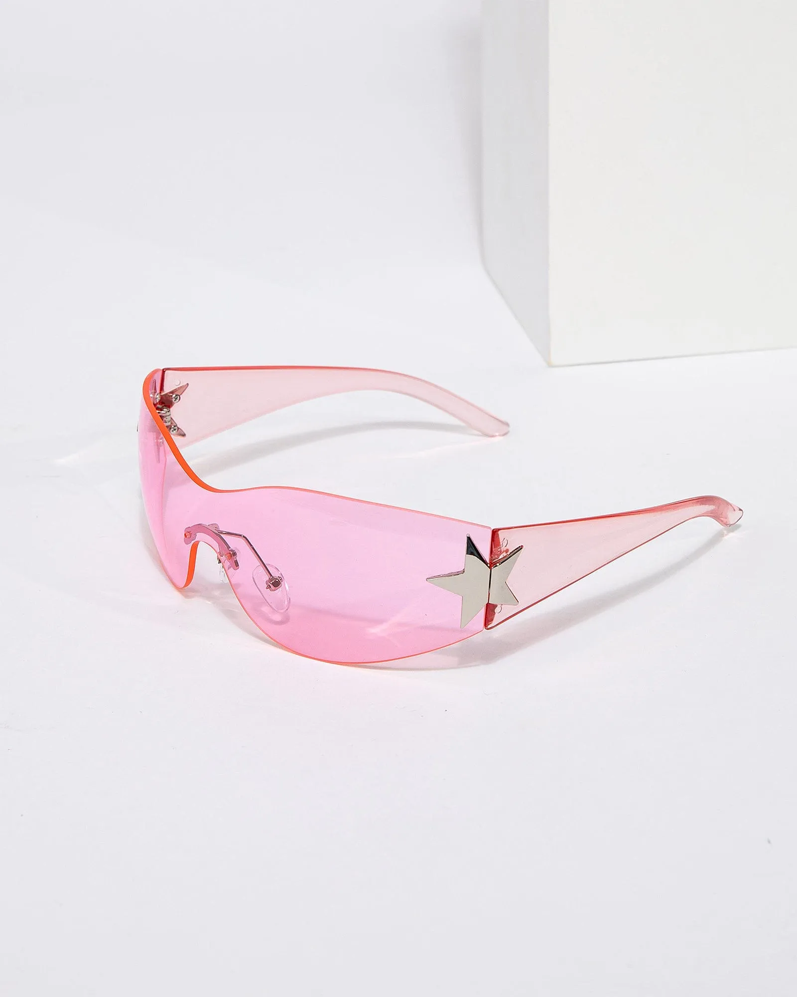 Pink Rimless Wrap Around Star Sunglasses sold by Collete Hayman product image thumbnail 3