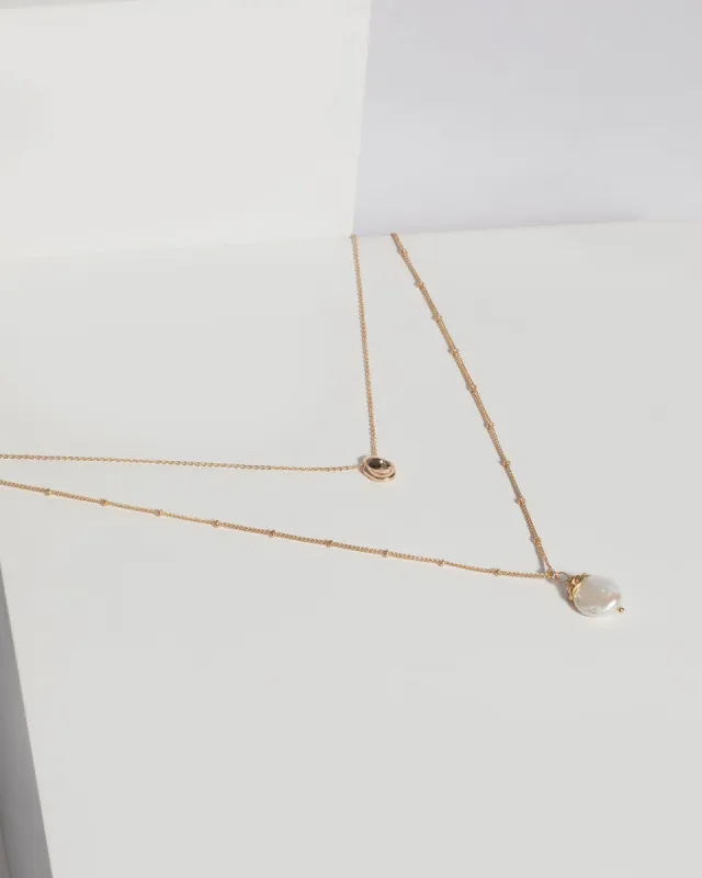 Gold Double Layered Pearl Necklace sold by Collete Hayman