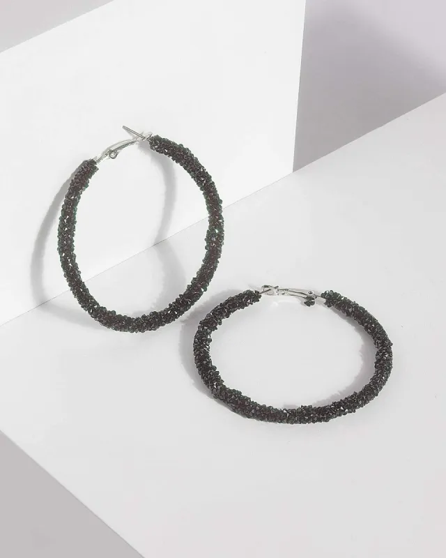 Black Crystal Hoop Earrings sold by Collete Hayman