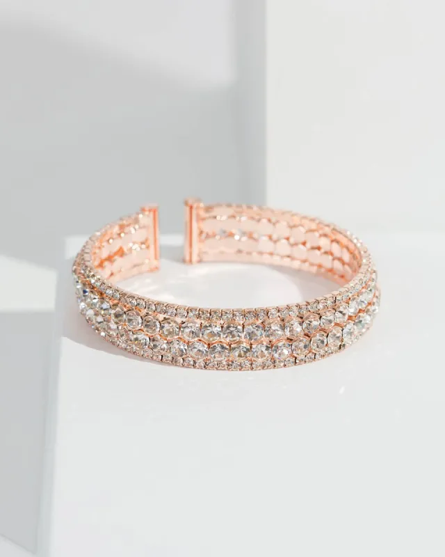 Rose Gold Round Diamante Detail Bracelet made by Collete Hayman