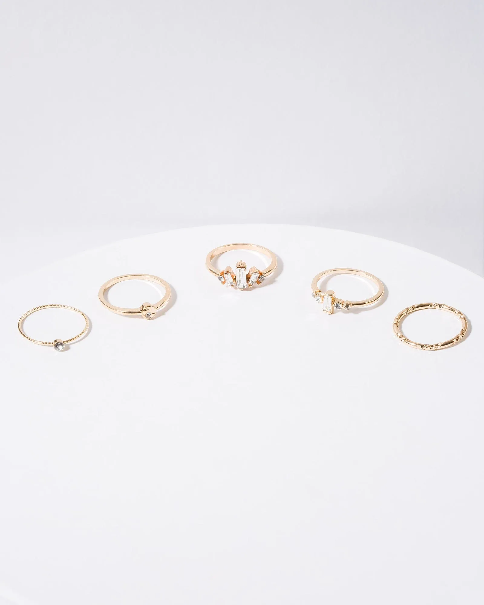 Gold 5 Pack Multi Crystal Rings sold by Collete Hayman