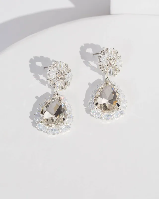 Silver Crystal Drop Earrings sold by Collete Hayman
