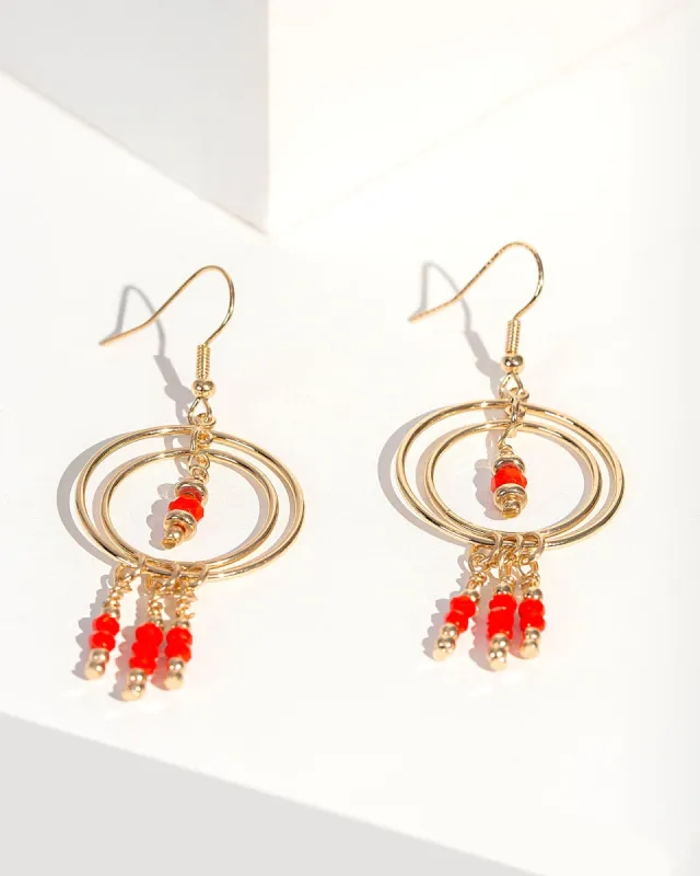 Orange Tassel Loops Drop Earrings sold by Collete Hayman