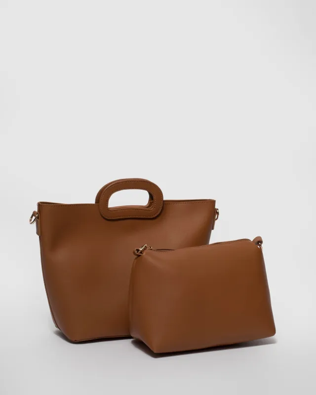 Tan Trinity Tote Bag sold by Collete Hayman