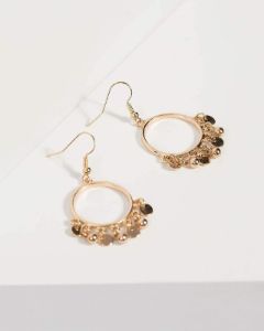 Gold Beaded Hoop Drop Earrings sold by Collete Hayman