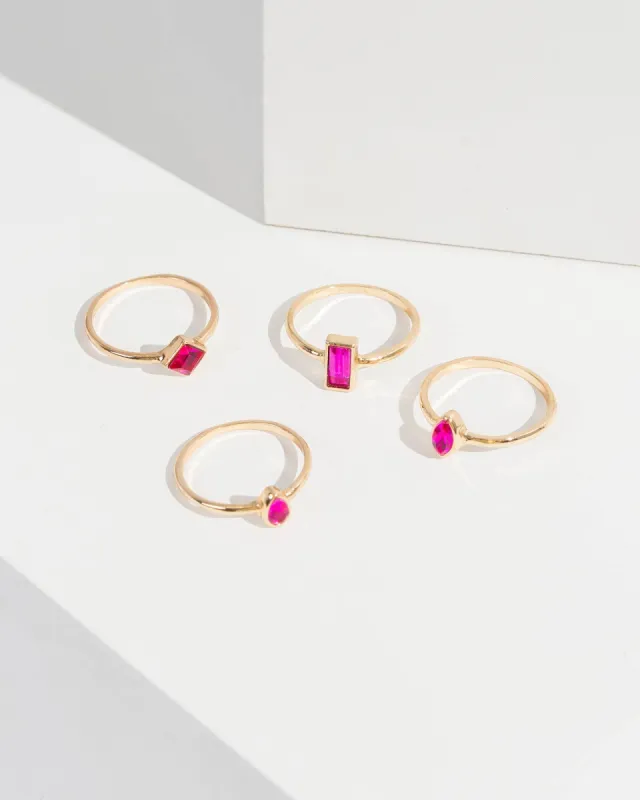 Pink Multi Pack Small Crystal Detail Ring sold by Collete Hayman