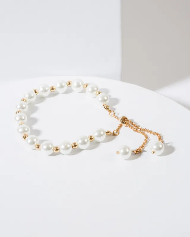 White Pearl Chain Bracelet sold by Collete Hayman