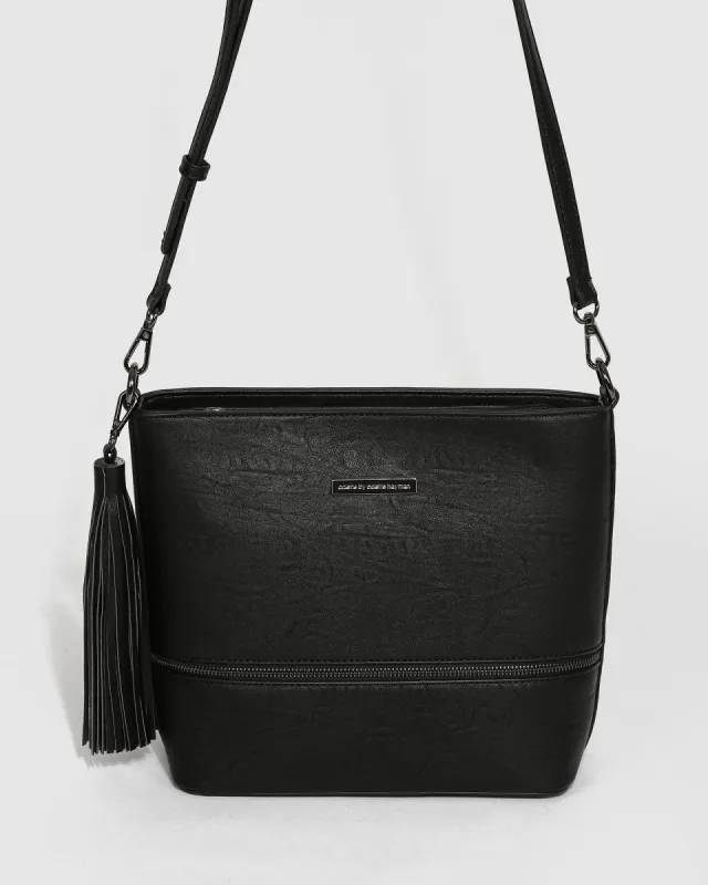 Black Pia Tassel Medium Crossbody Bag sold by Collete Hayman