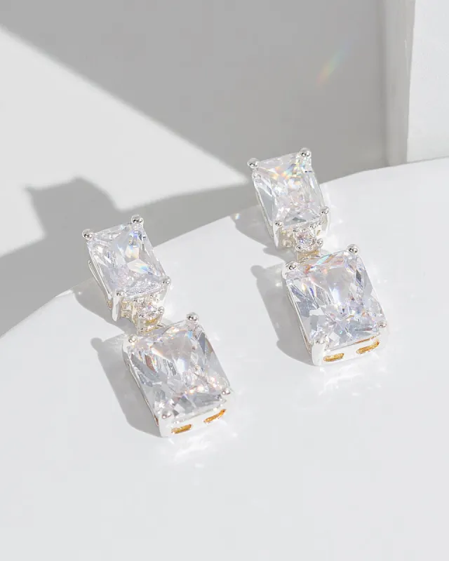Crystal Cubic Zirconia Rectangle Drop Earrings sold by Collete Hayman