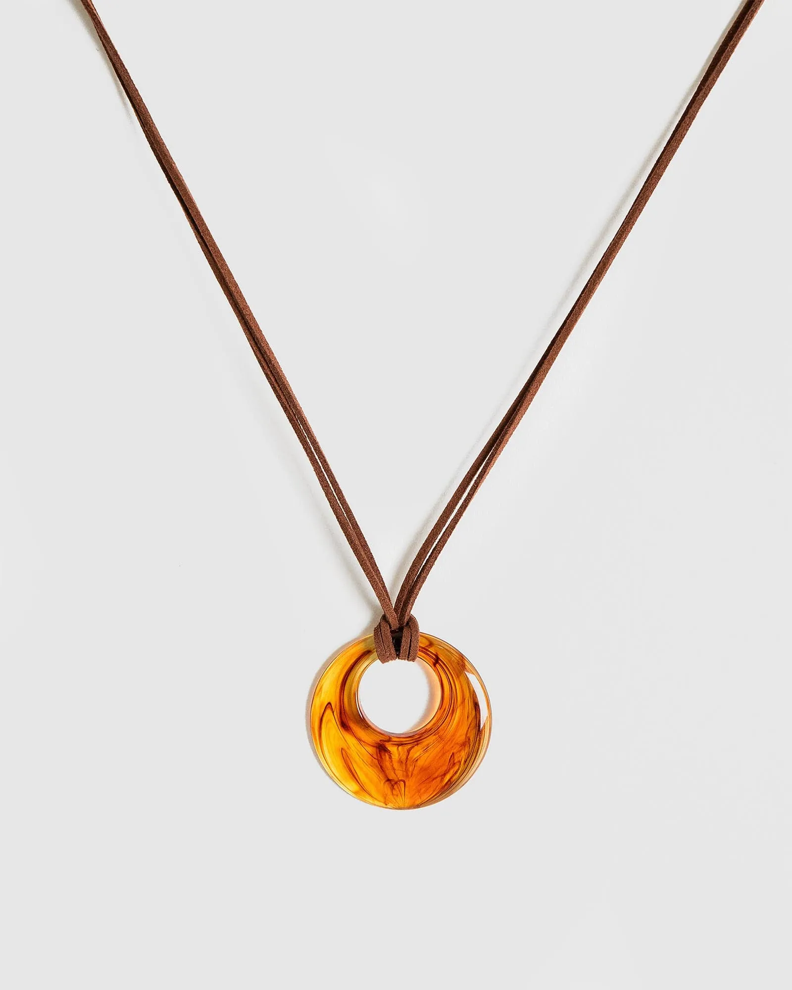 Brown Cord Disc Statement Necklace sold by Collete Hayman product image thumbnail 2