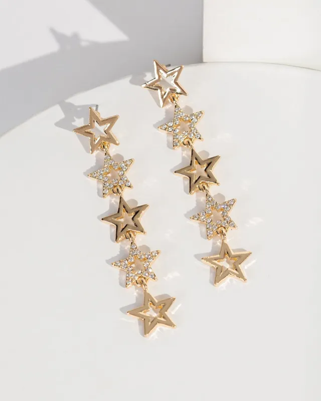 Gold Multi Crystal Star Drop Earrings sold by Collete Hayman