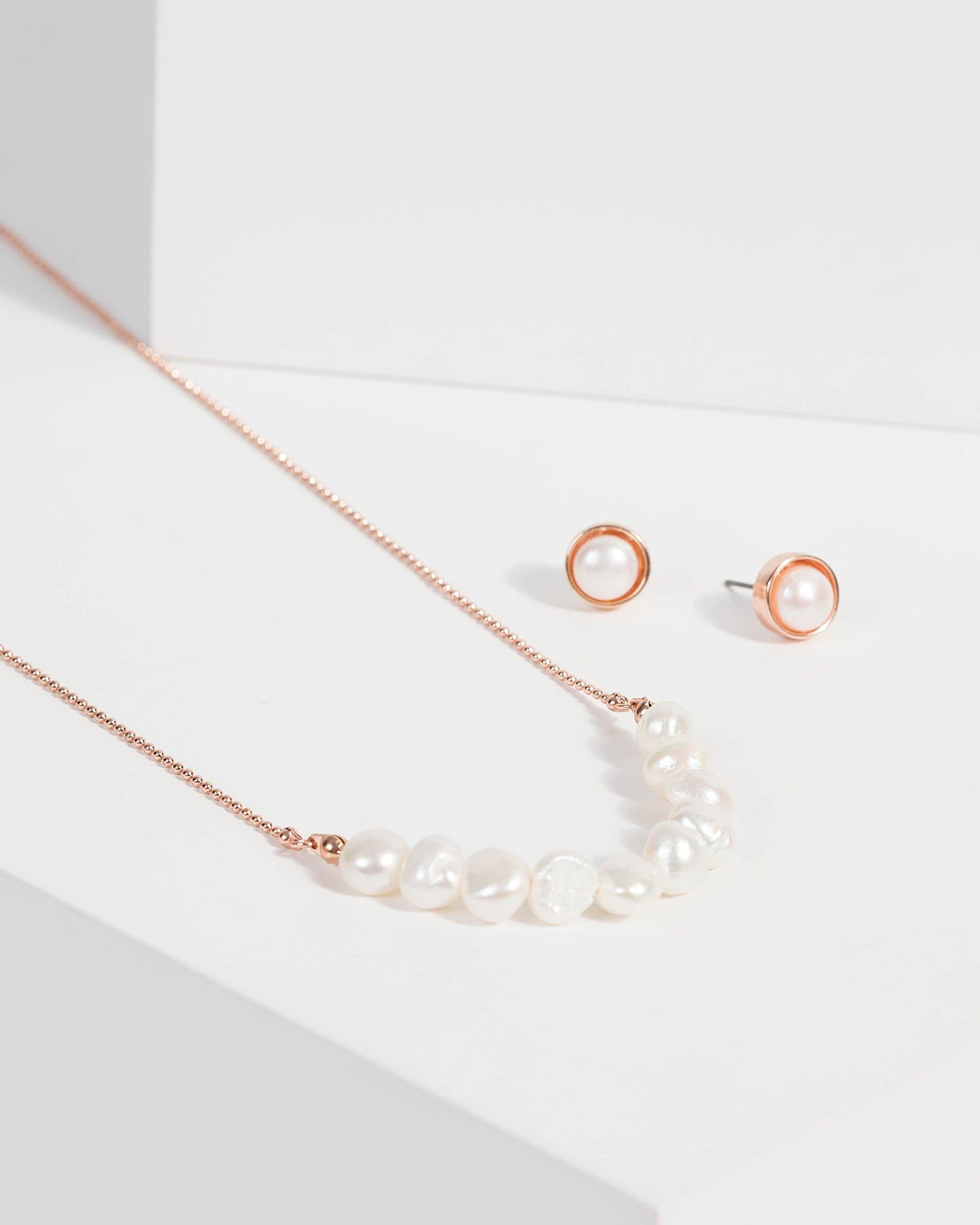 White Pearl Matching Necklace and Earring Set sold by Collete Hayman