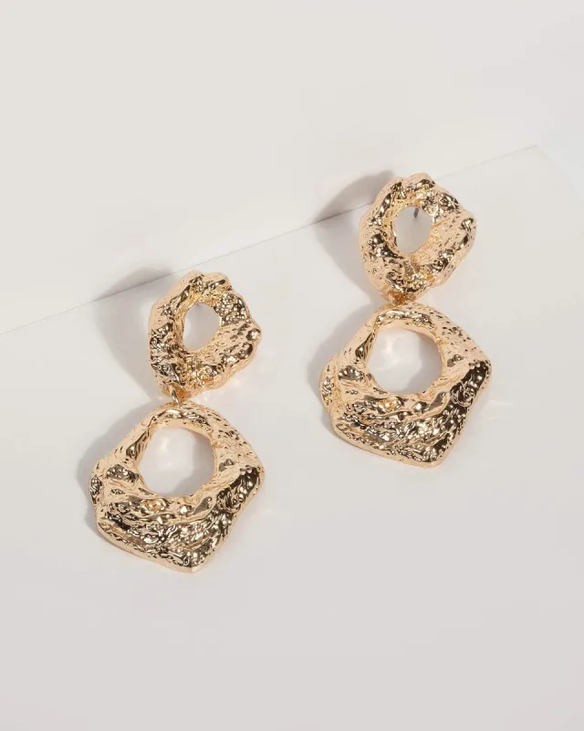 Gold Double Textured Drop Earrings sold by Collete Hayman