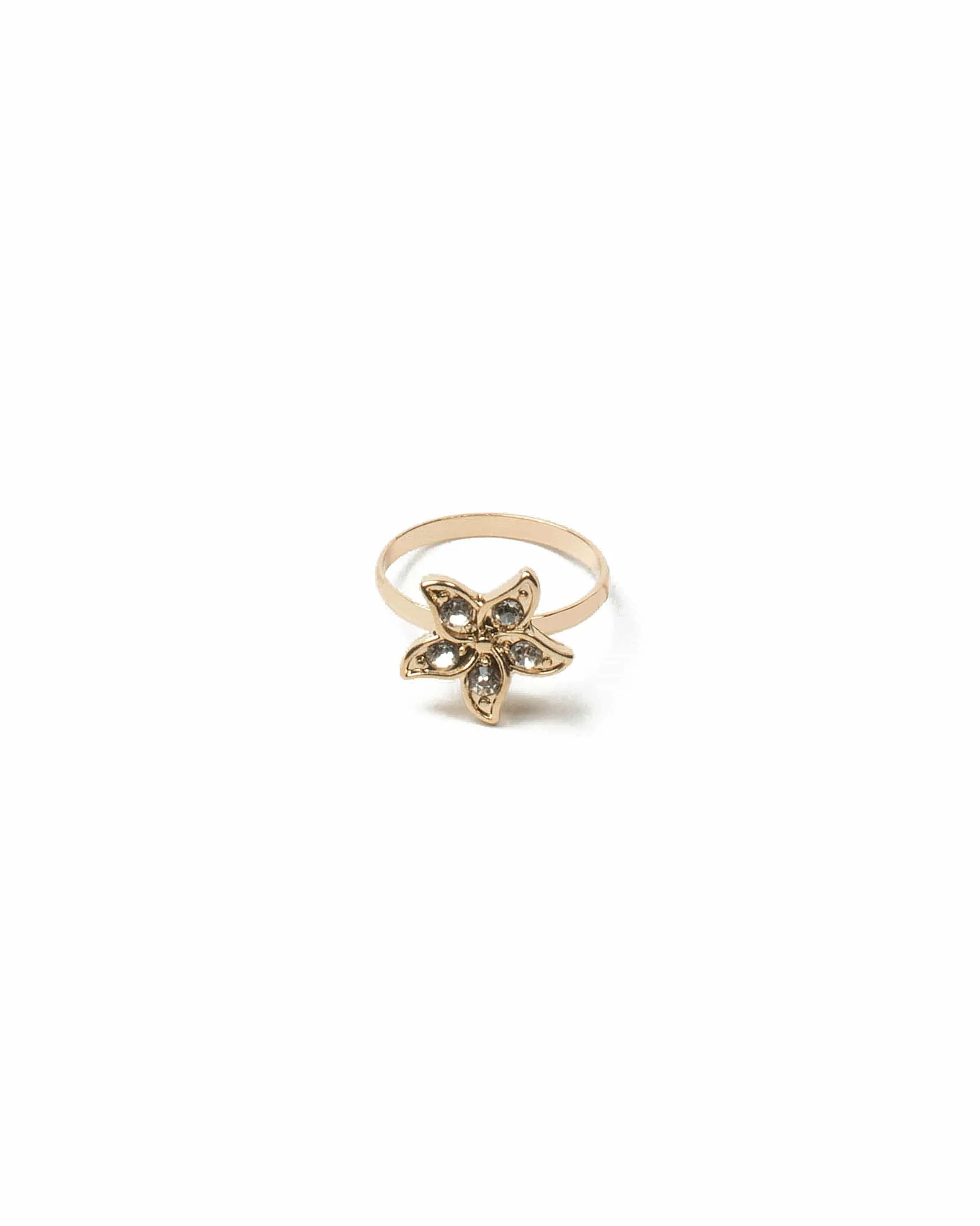 Gold Tone Diamante Flower Fine Ring - Small sold by Collete Hayman