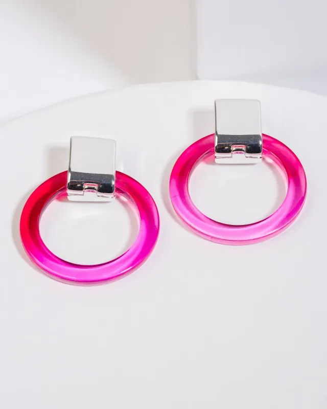 Pink Circle Acrylic Earrings sold by Collete Hayman