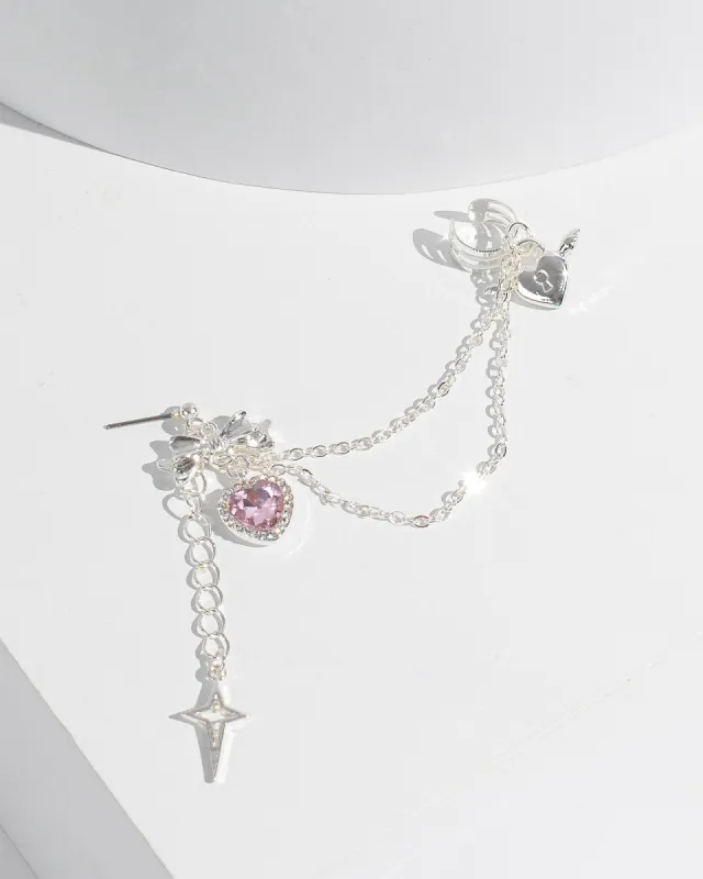 Pink Heart And Bow Ear Cuff Earring sold by Collete Hayman