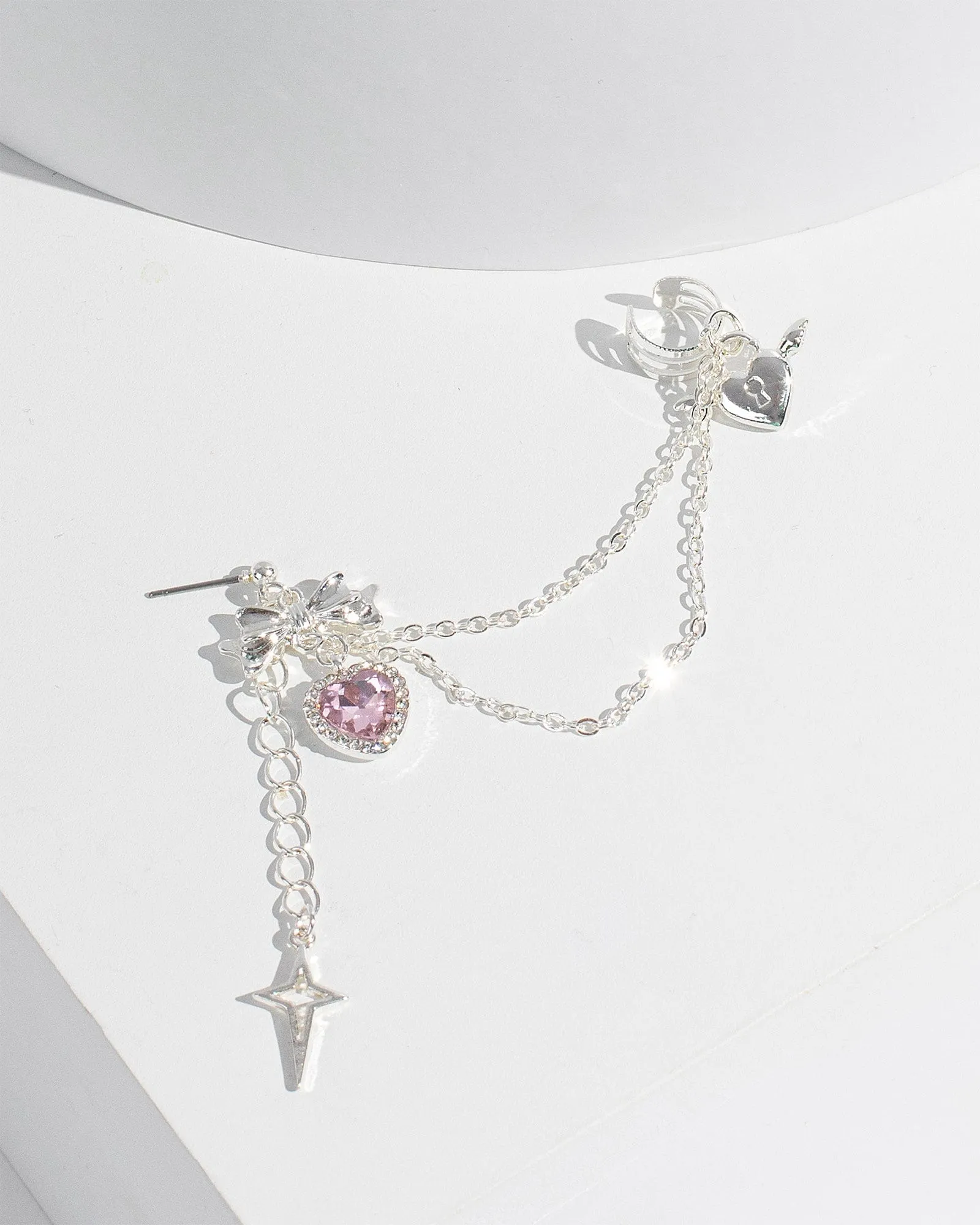 Pink Heart And Bow Ear Cuff Earring sold by Collete Hayman