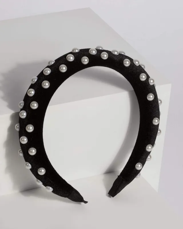 Black Pearl Puffed Headband sold by Collete Hayman