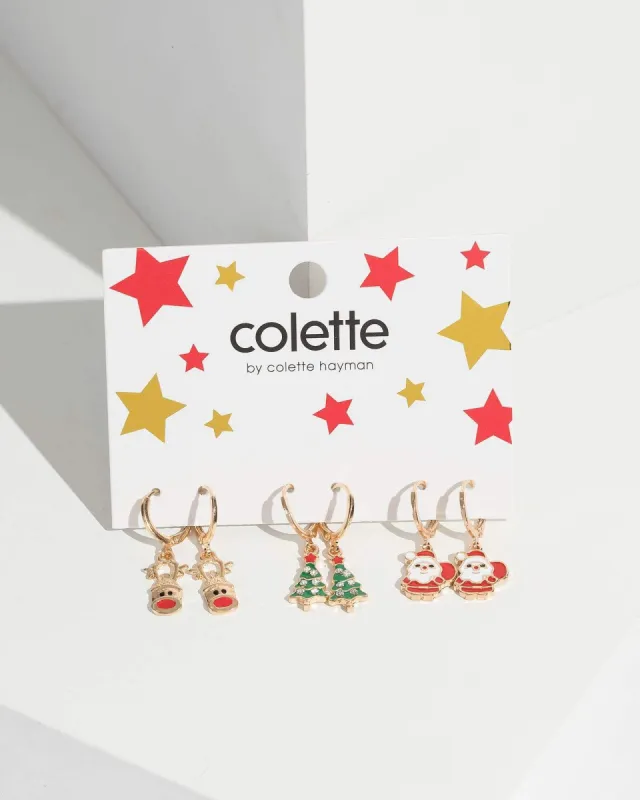 3 Pack Santa And Christmas Tree Earrings sold by Collete Hayman