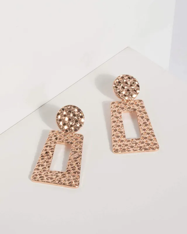 Rose Gold Textured Drop Earrings sold by Collete Hayman