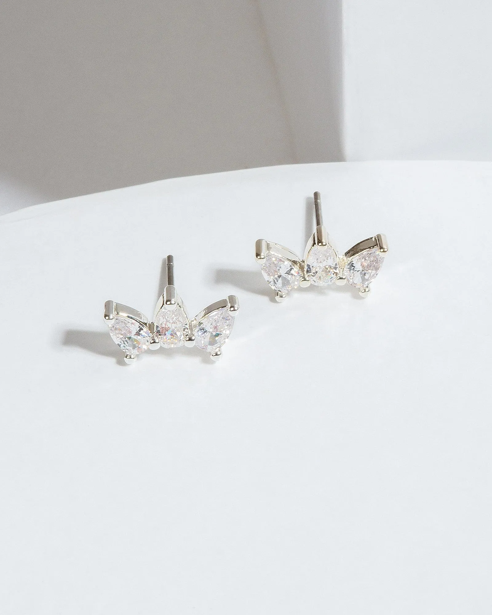 Silver Crystal Petal Stud Earrings sold by Collete Hayman