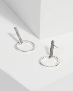Silver Hoop Bar Drop Earrings sold by Collete Hayman