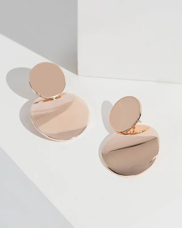 Rose Gold Double Disc Drop Earrings sold by Collete Hayman