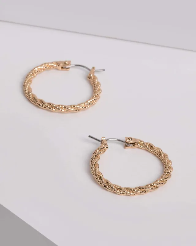 Gold Plated Small Twisted Oval Hoop Earrings sold by Collete Hayman
