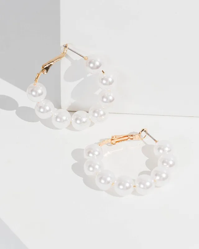 Pearl Round Multi Detail Hoop Earrings sold by Collete Hayman