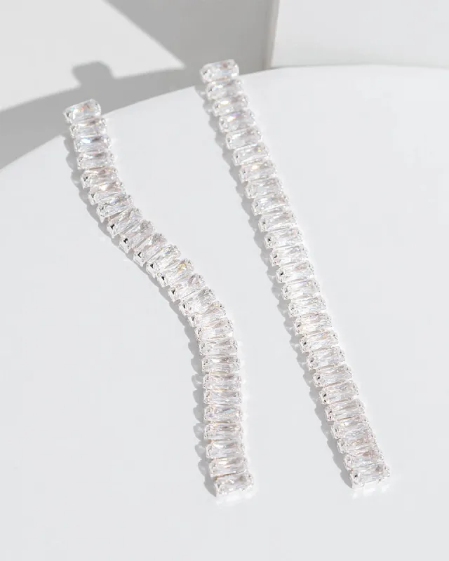 Crystal Cubic Zirconia Baguette Drop Earrings sold by Collete Hayman