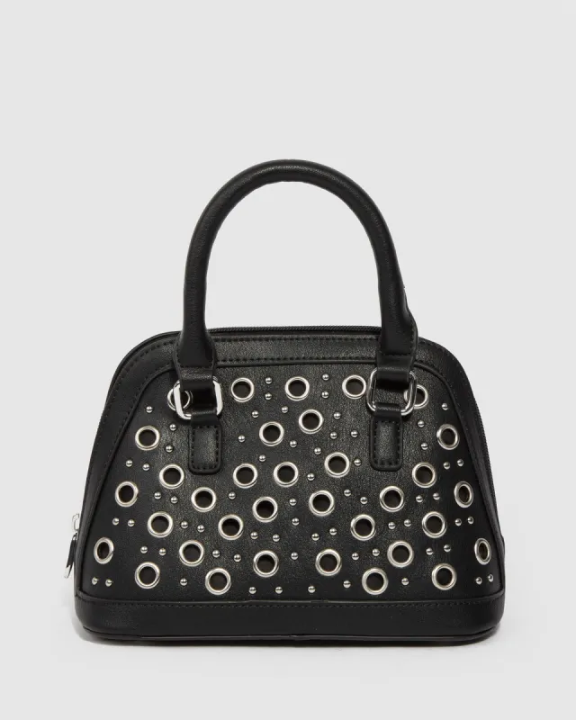 Black Vika Eyelet Mini Tote Bag sold by Collete Hayman