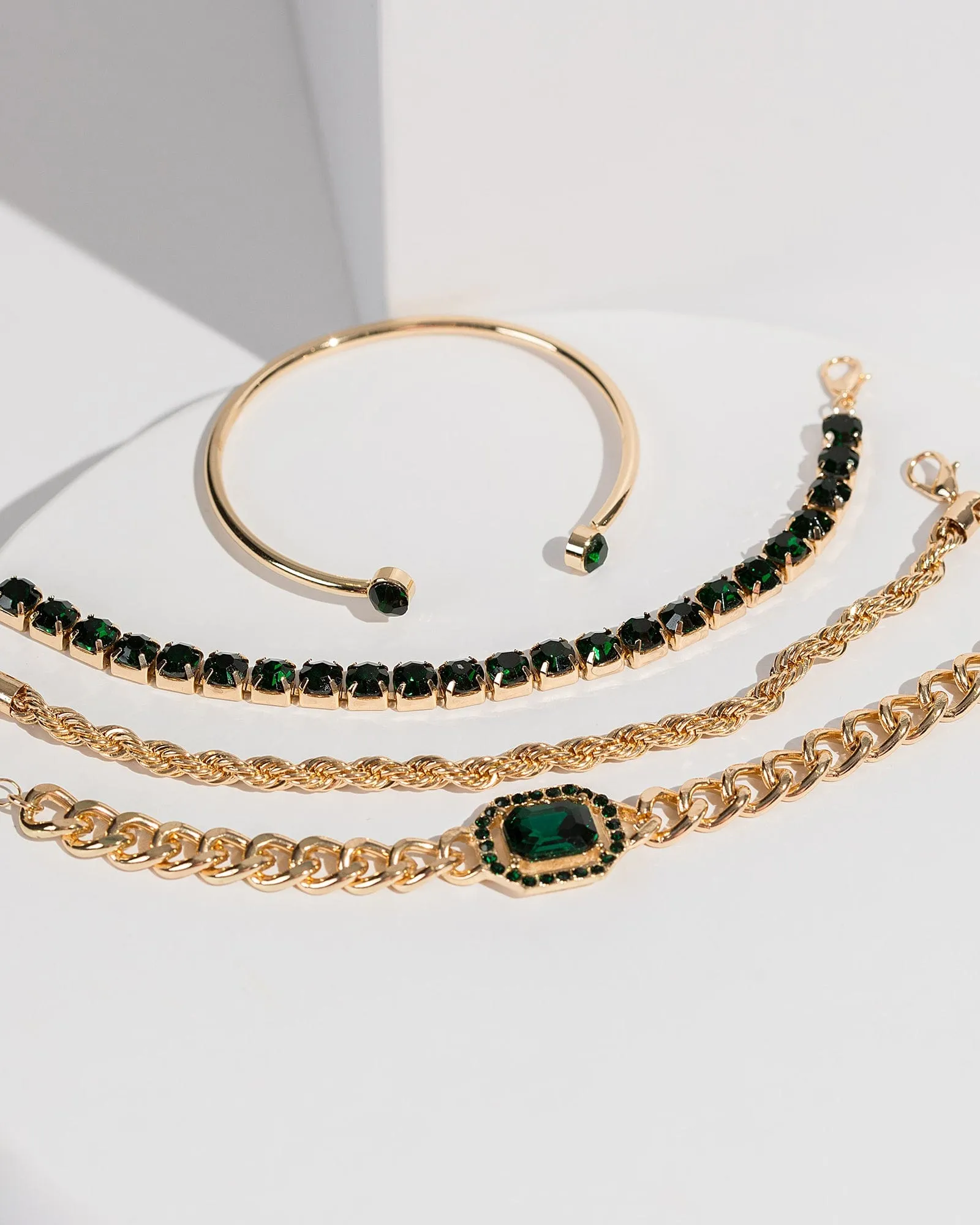 Green Crystal Chain Bracelet Pack sold by Collete Hayman