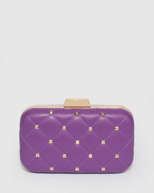 Purple Sahar Stud Clutch Bag sold by Collete Hayman
