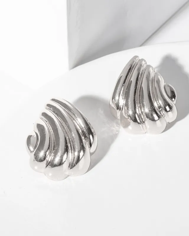 Silver Textured Tear Drop Stud Earrings sold by Collete Hayman