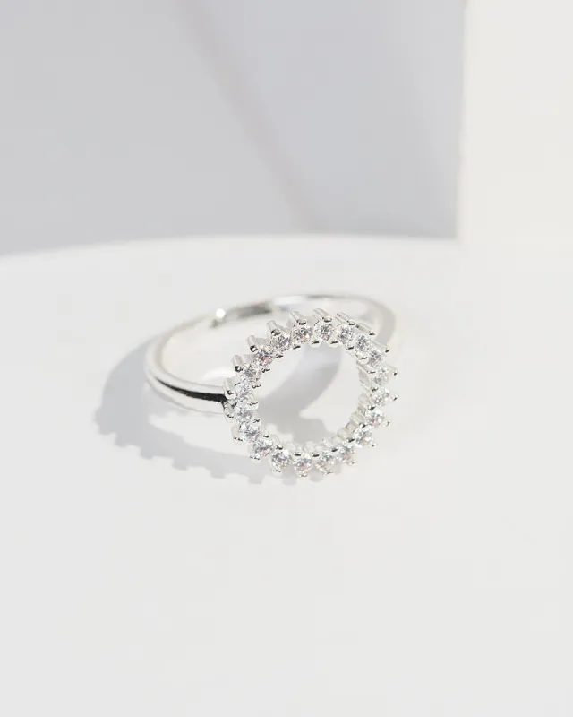 Silver Cubic Zirconia Halo Ring sold by Collete Hayman