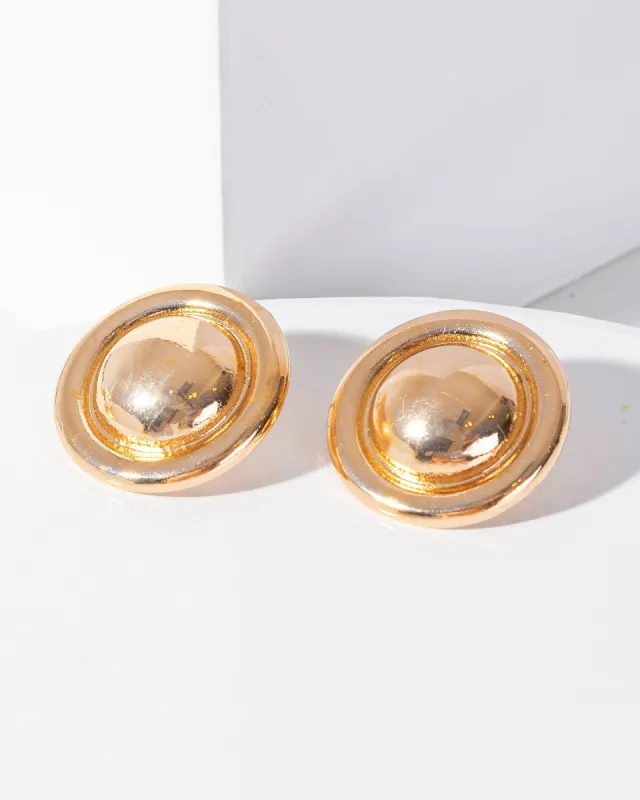 Gold Textured Button Stud Earrings sold by Collete Hayman