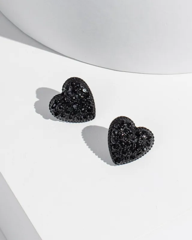 Black Crystal Heart Stud Earrings sold by Collete Hayman