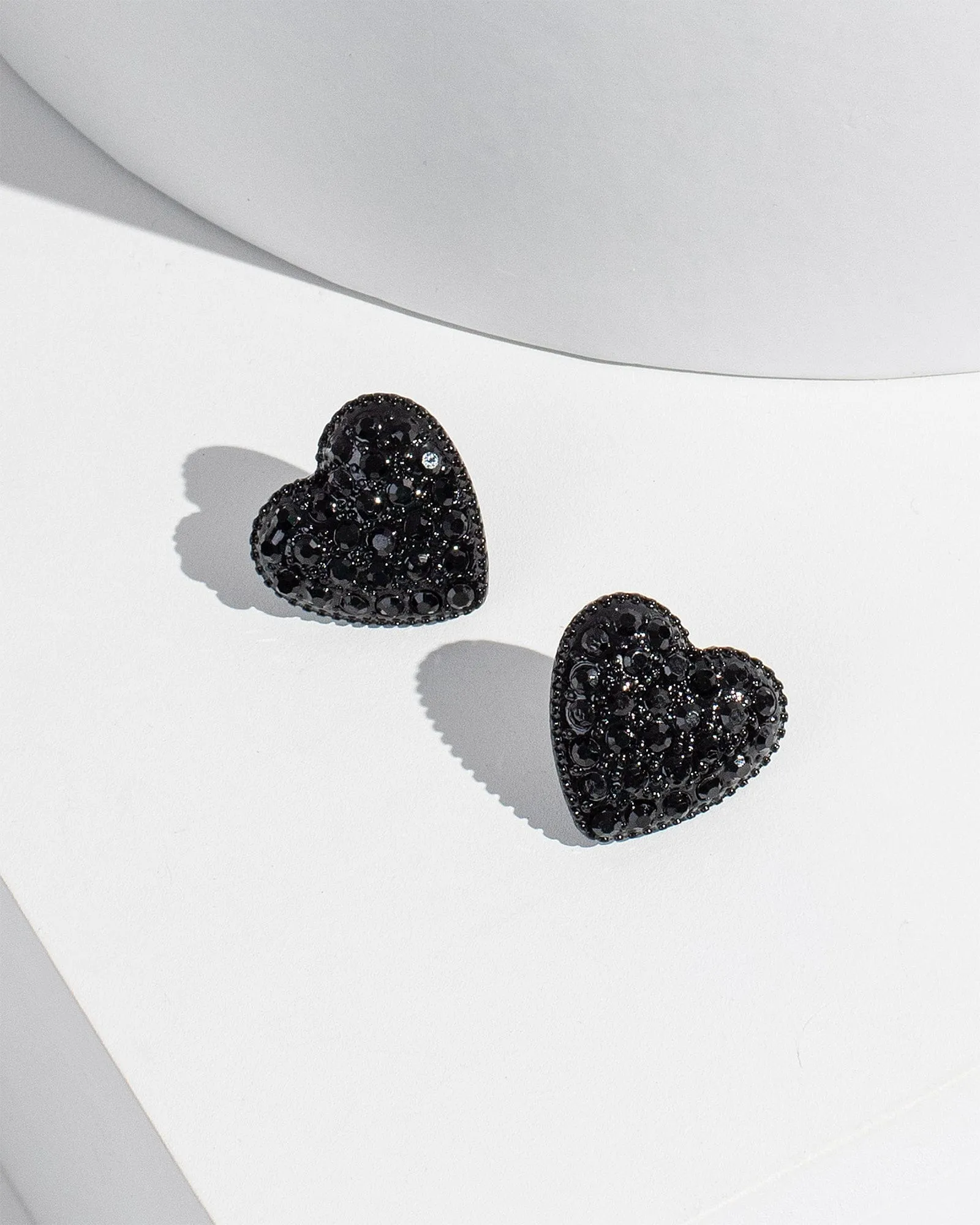 Black Crystal Heart Stud Earrings sold by Collete Hayman