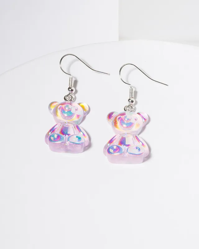 Pink Iridescent Bear Drop Earrings sold by Collete Hayman