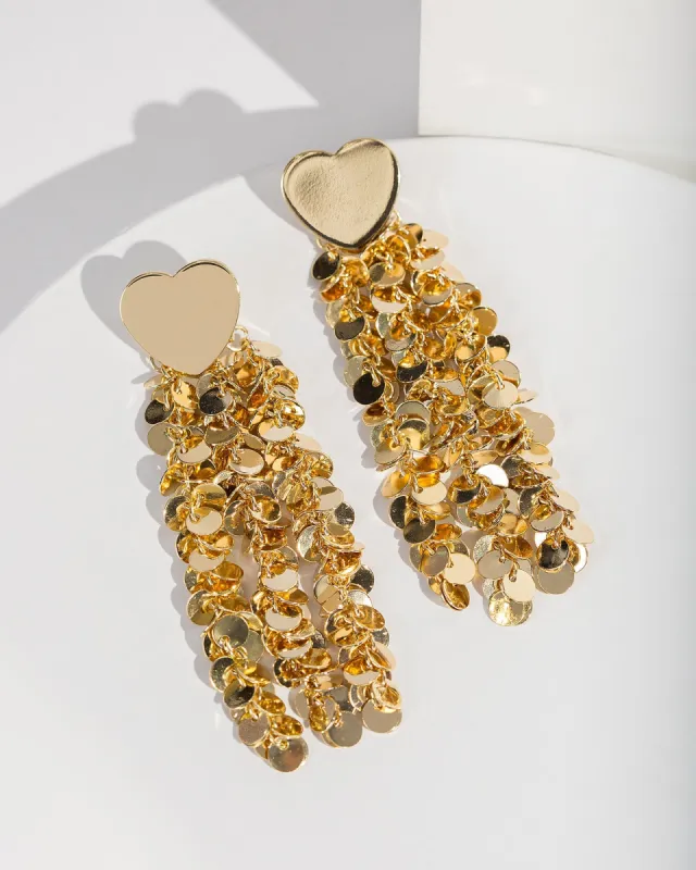 Gold Dangle Heart Stud Earrings sold by Collete Hayman