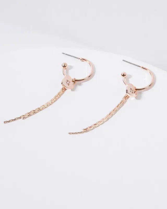 Rose Gold Thread Through Heart Earrings sold by Collete Hayman
