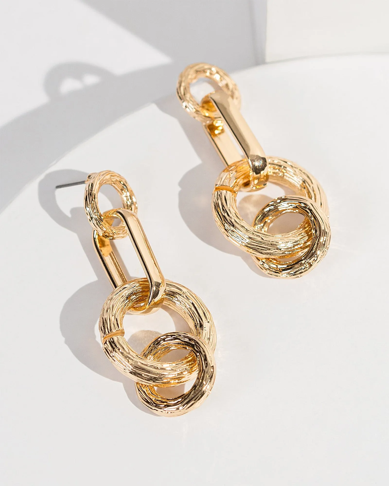 Gold Circle Chain Drop Earrings sold by Collete Hayman