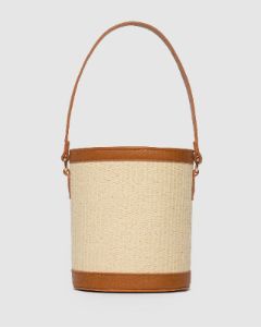 Beige Maya Weave Bucket Bag sold by Collete Hayman