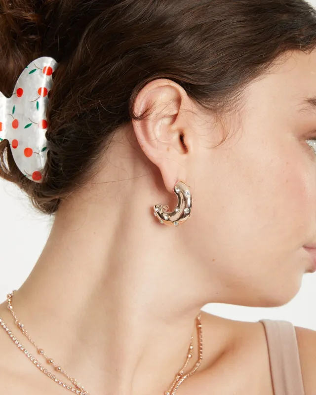 Rose Gold Diamond Studded Chunky Hoop Eearrings sold by Collete Hayman