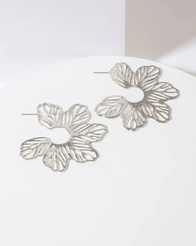 Silver Flower Statement Earrings sold by Collete Hayman
