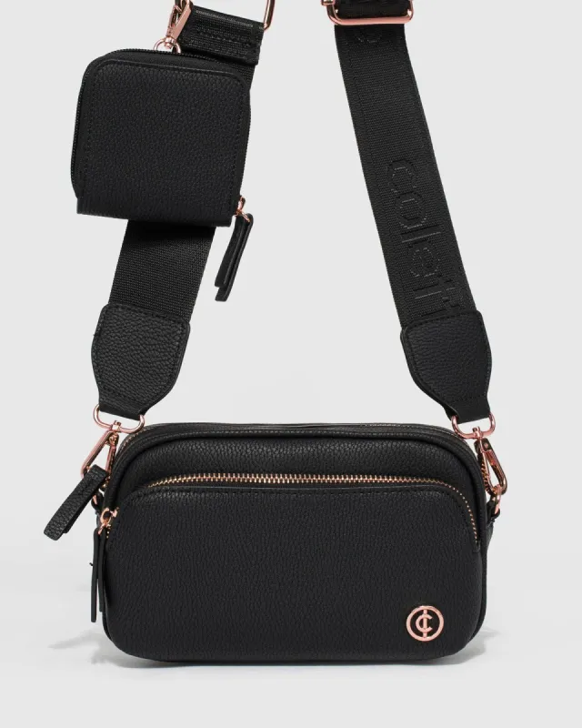 Black And Rose Gold Amalia Crossbody Bag sold by Collete Hayman