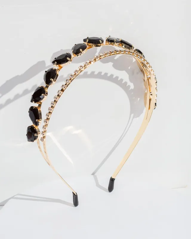 Black Crystal Teardrop Headband sold by Collete Hayman
