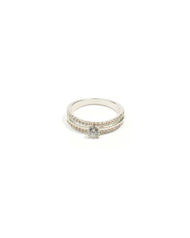 Cubic Zirconia Round Diamante Silver Pave Band Ring - Large sold by Collete Hayman