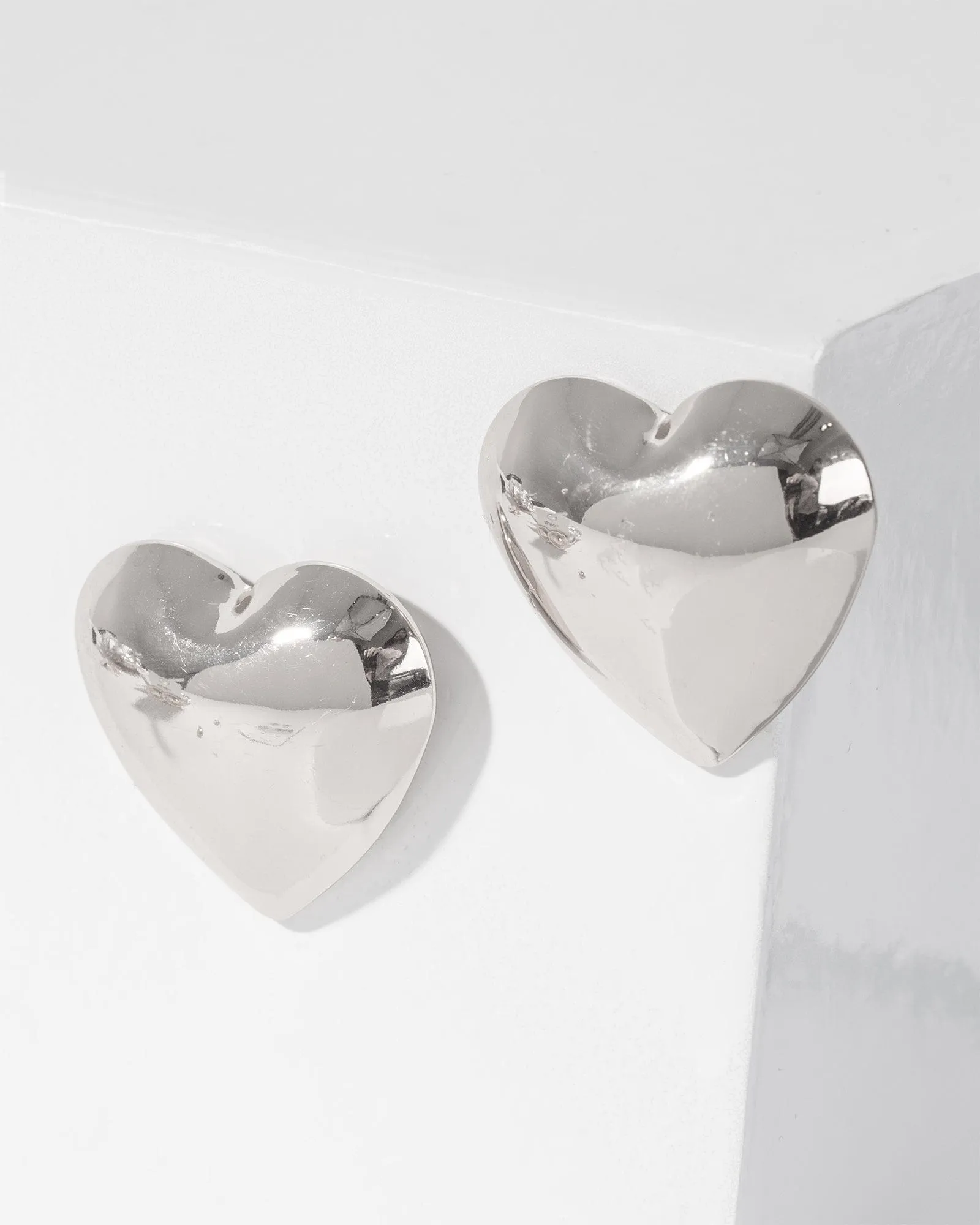 Silver Puffy Heart Oversize Stud Earrings sold by Collete Hayman product image thumbnail 2